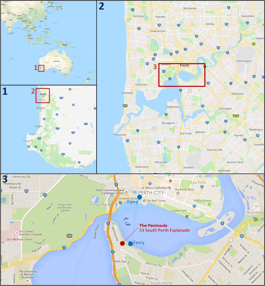 Perth hotel locations map